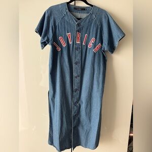 Joyrich Blue Denim Button-Up baseball Midi Dress XS